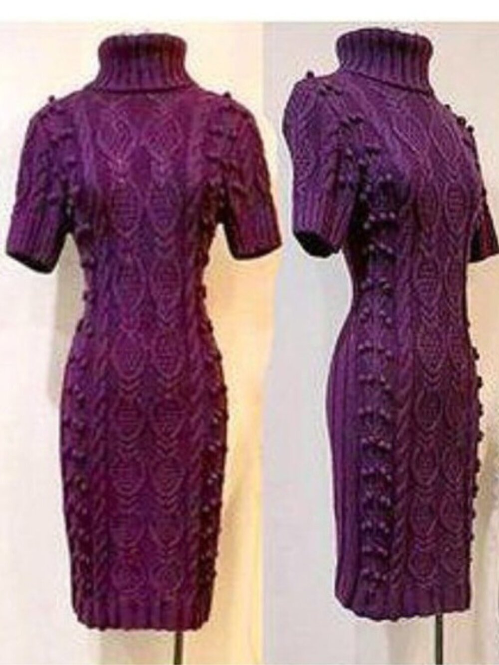 💋BOHO CHIC💋Vintage 90s Cable & Popcorn Knit Sweater Dress